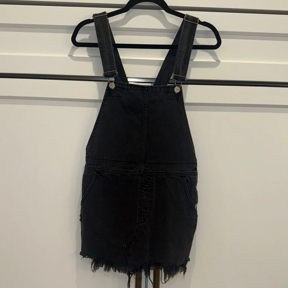 Free People Distressed Overall Mini Dress
